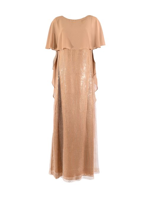 Abito lungo in tessuto fluido con rete e paillettes Clips | E081 D42000031